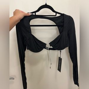 White fox long sleeve crop top